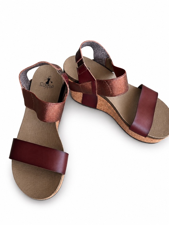 Corkys Shoes - NWOT Corkys Women's leather and Copper Wedge Sandals